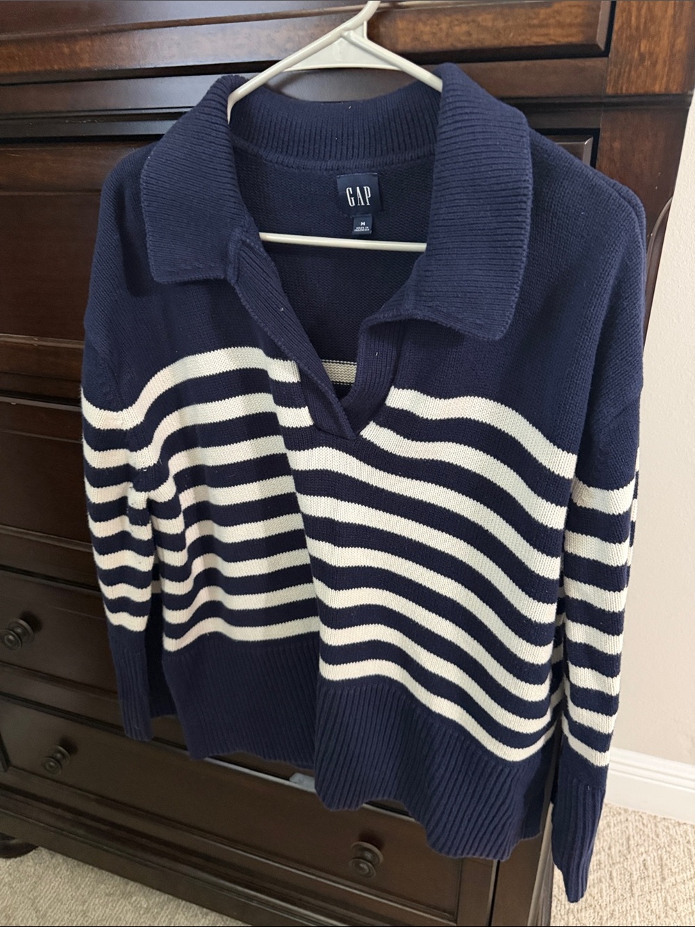 Gap Striped Johnny Collar Sweater